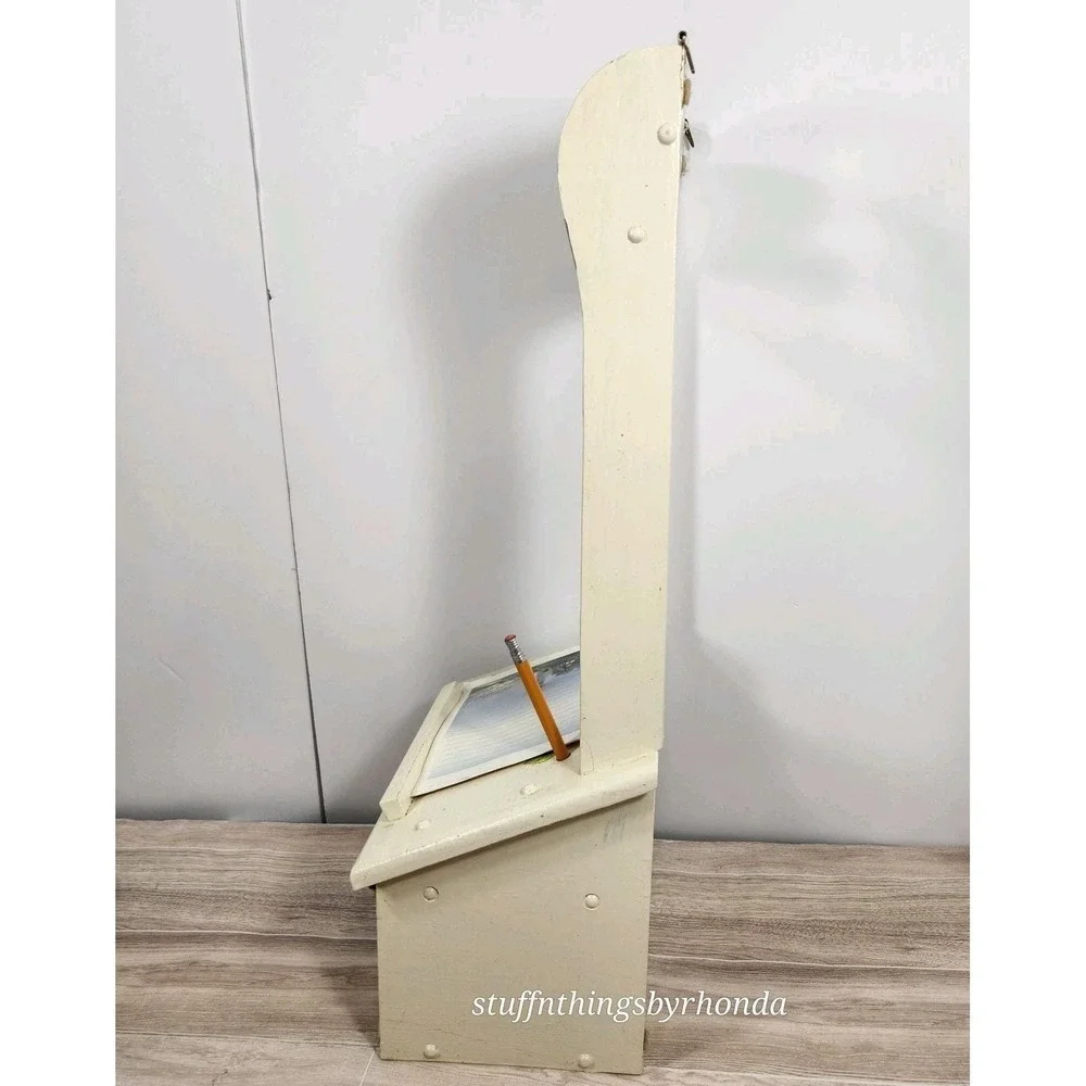 Vintage Wood Wall Mount Writing Shelf Wall Phone Stand / Desk Caddy Charge Stand